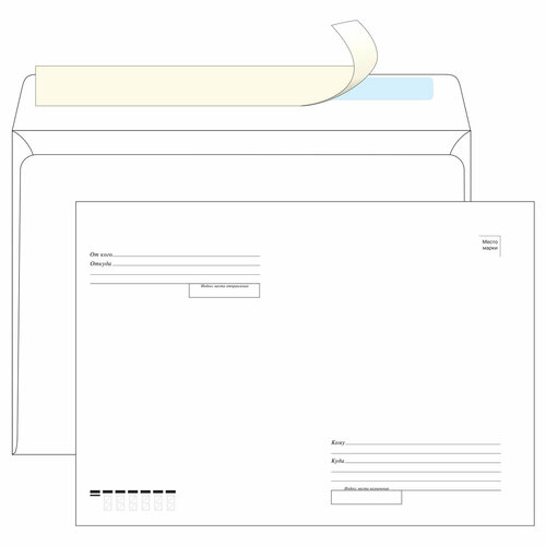 Конверт C4, OfficeSpace, 229*324мм, с подсказом, б/окна, отр. лента