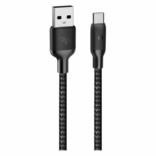 Кабель ITEL C22N(ICD-C22N), USB Type-C (m) - USB (m), 1м, в оплетке, 2.1A, черный кабель usb m usb type c m 1м черный