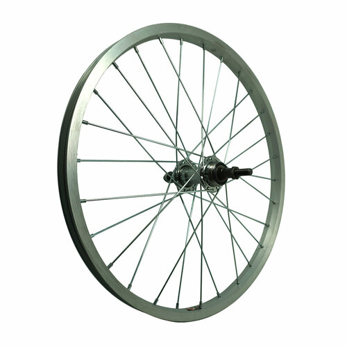 фото Велоолимп колесо 28" заднее, обод одинарный алюм. б/пист, втулка стальная, на гайках, серебр.