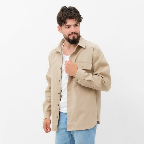 фото Рубашка mist, размер 54, бежевый, белый