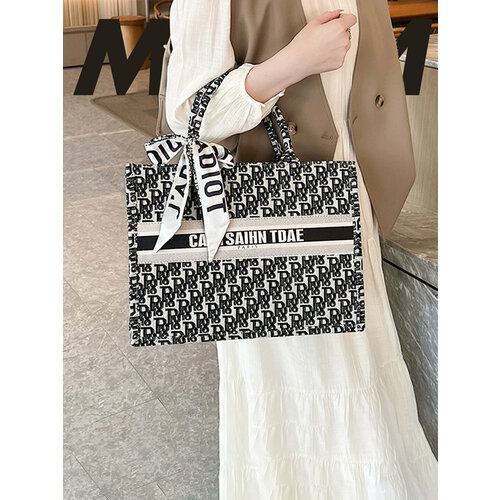 фото Сумка тоут миди, фактура гладкая, серый, бежевый