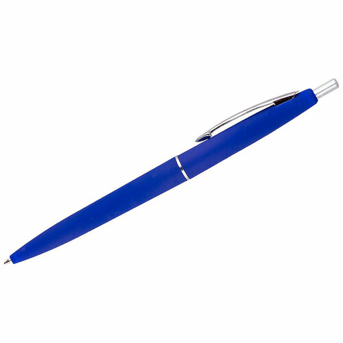 Ручка шариковая автоматическая OfficeSpace Business синяя, 0,7мм, синий антискол. корпус, 8 штук