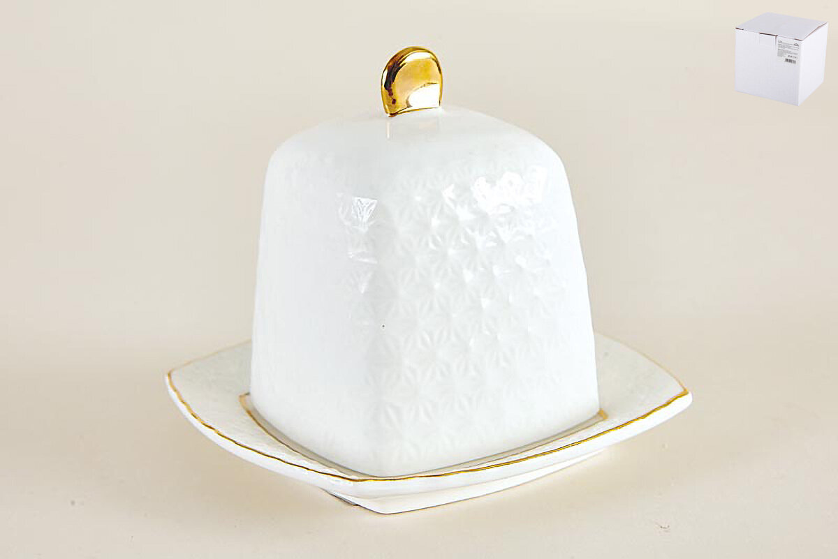 фото Блюдо для лимона (лимонница) с крышкой, 10 см, квадратное, Снежная королева