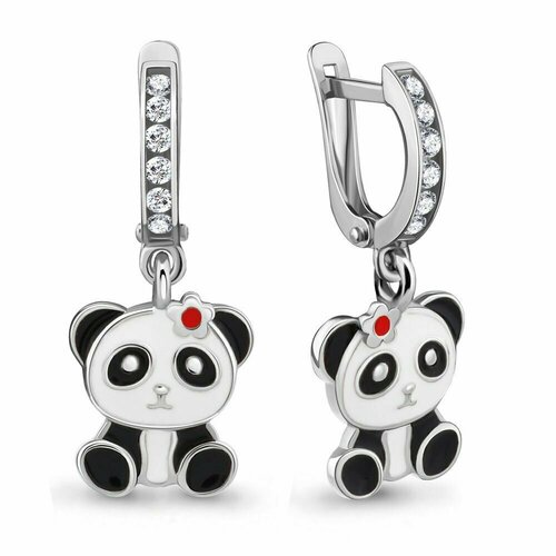 Серьги с подвесками серебро, 925 проба, фианит, золотой