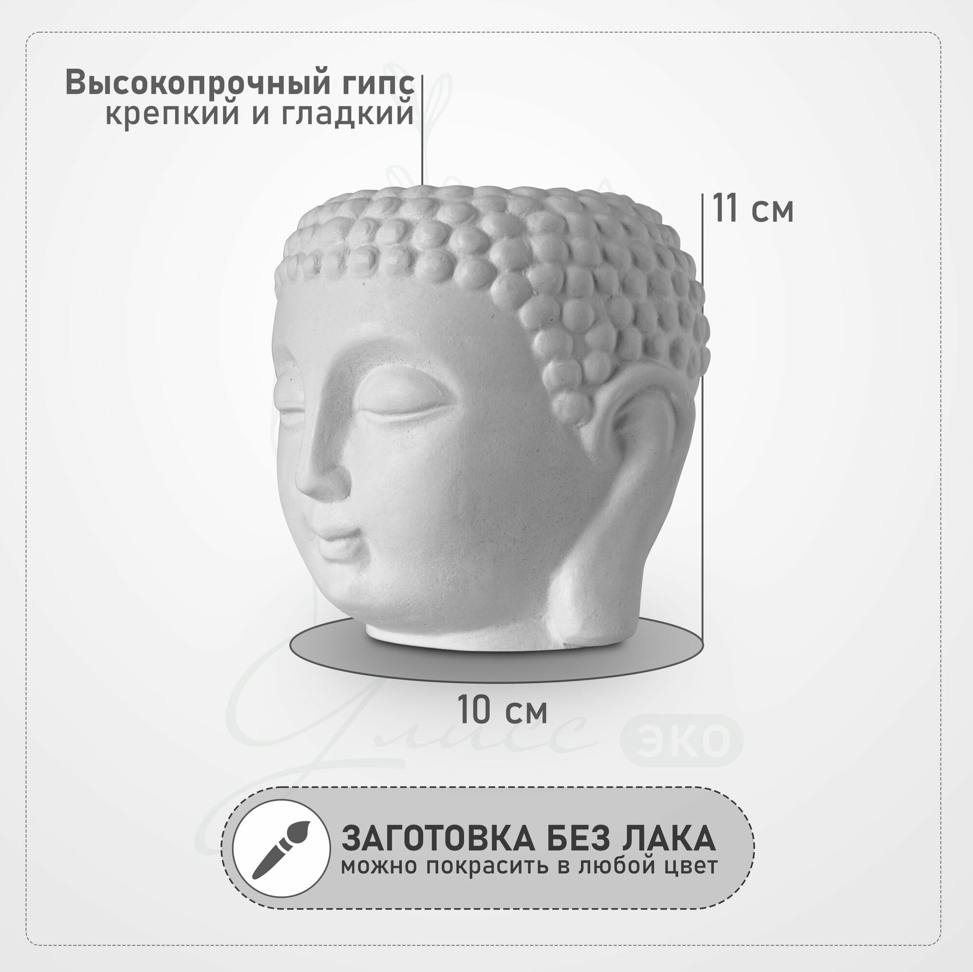 Кашпо-заготовка из гипса Будда, без покрытия, 11 см