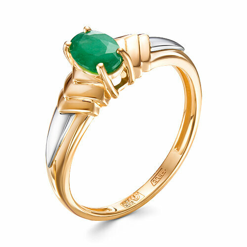 фото Кольцо бриллианты костромы, красное, комбинированное золото, 585 проба, изумруд, размер 18