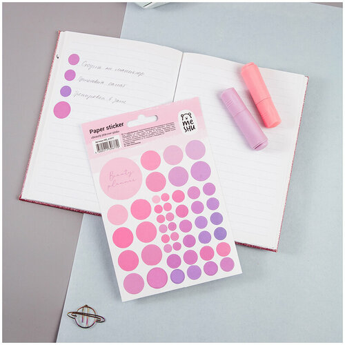 Наклейки бумажные MESHU Beauty planner pink, 12*18см, 47 наклеек, европодвес, 30 штук