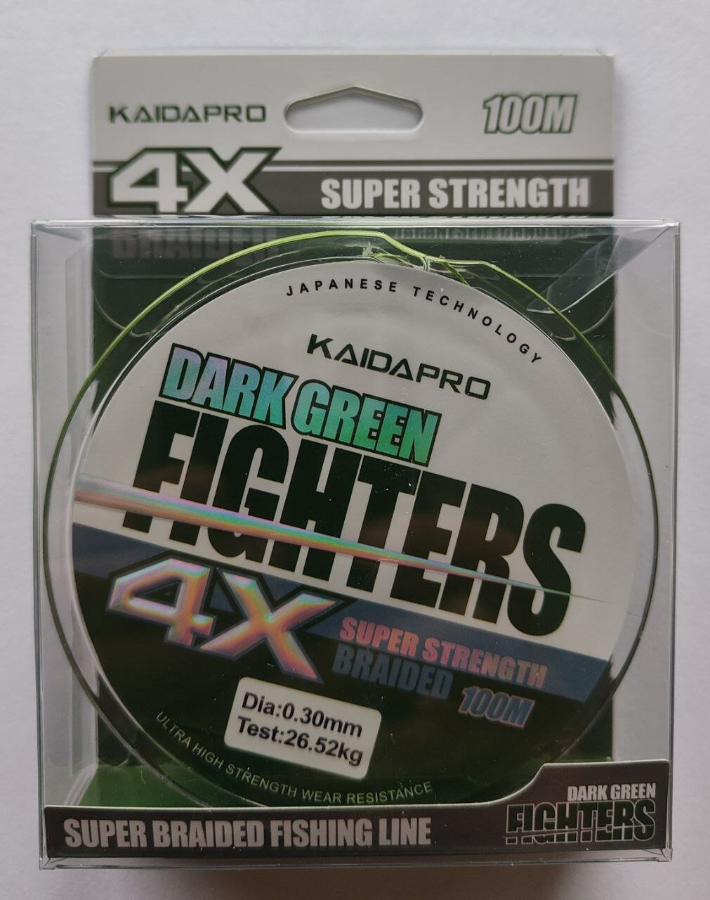 Плетеный шнур FIGHTERS 4X KAIDAPRO dark green 100m 0,30 мм 26.52кг