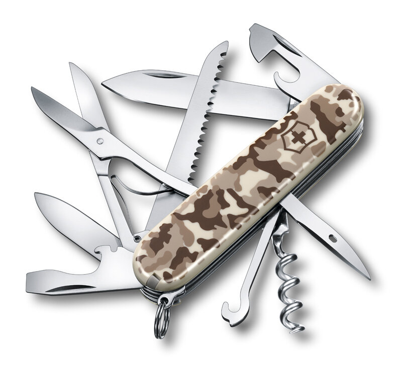 Нож Victorinox Huntsman, 91 мм, 15 функций, бежевый камуфляжный