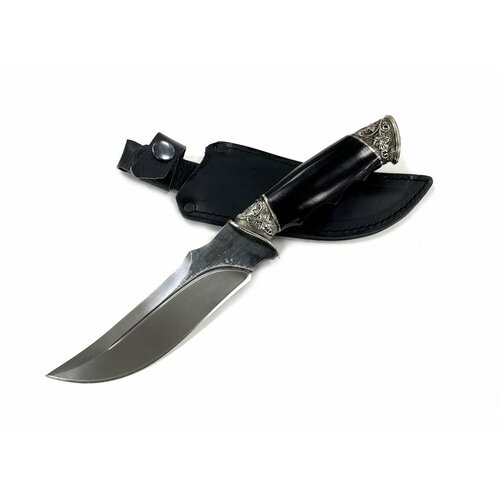 Нож Тур, кованая Х12МФ, черный граб, мельхиор