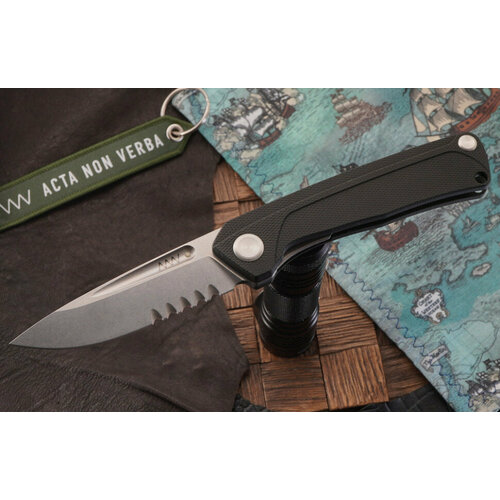 фото Складной нож anv z200 (liner lock, черная g10, sleipner, серрейтор)