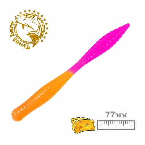 Силикон TROUT LURE (SANSAN) в банке, BEAVER 77, СЫР, COL. 26 (Orange-Pink), (10шт)