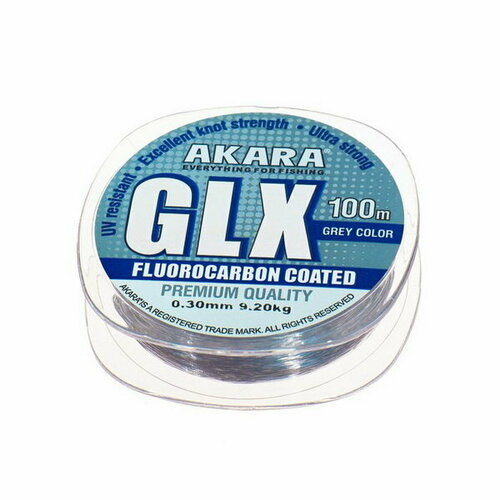 фото Леска glx premium grey, диаметр 0.3 мм, тест 9.2 кг, 100 м, серая akara