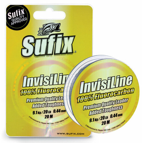 фото Леска поводковая флюрокарбоновая sufix invisiline 20м 0,9кг/0,12мм (прозрачный)