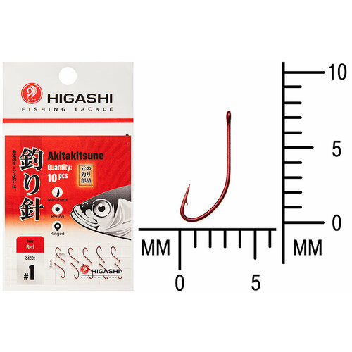 фото Higashi крючок higashi akitakitsune ringed #1 red