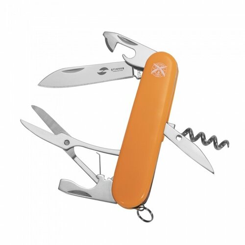 фото Stinger fk-k5017-6pb нож перочинный stinger, 90 мм, 11 функций, материал рукояти: абс-пластик (оранжевый), в блистере