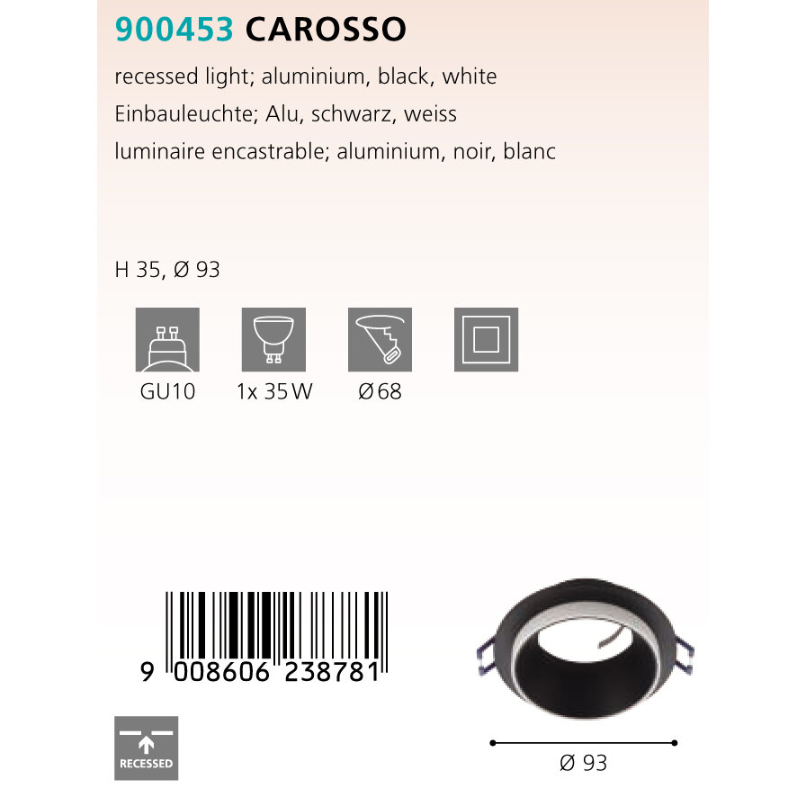 900453 Встраиваемый светильник EGLO Carosso - фотография № 6