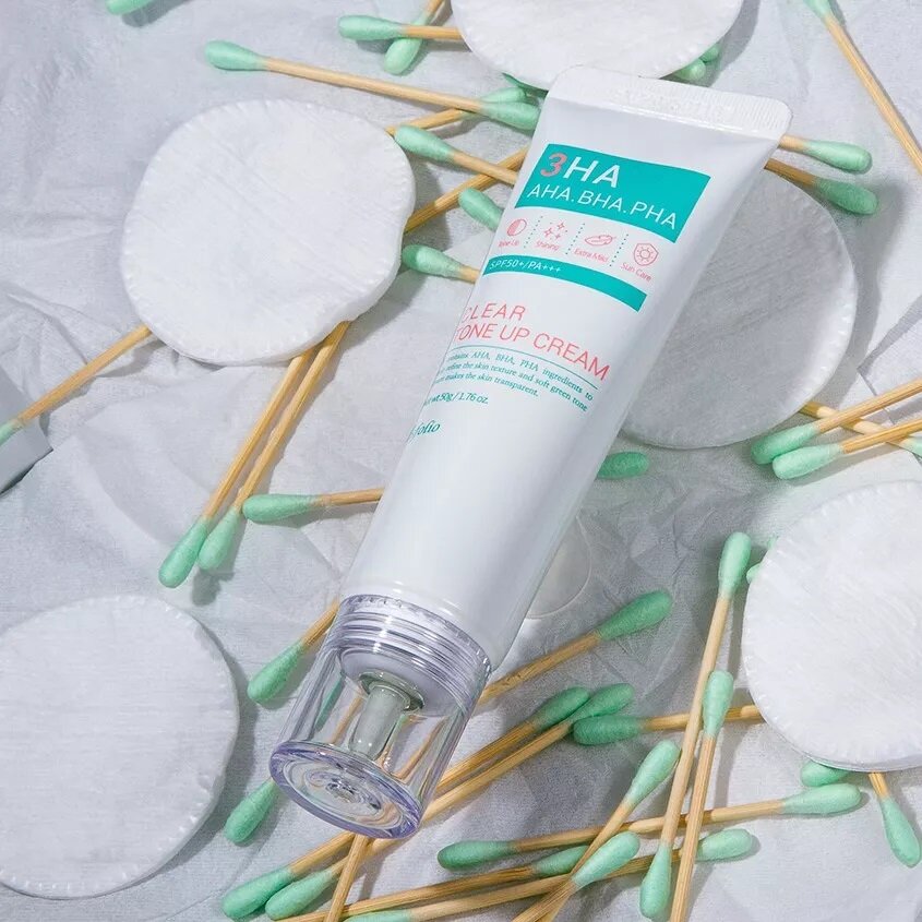 Крем для лица `ESFOLIO` 3HA TONE UP c AHA, BHA и PHA - кислотами, SPF 50+ (выравнивающий тон кожи), 50 г — фото 1