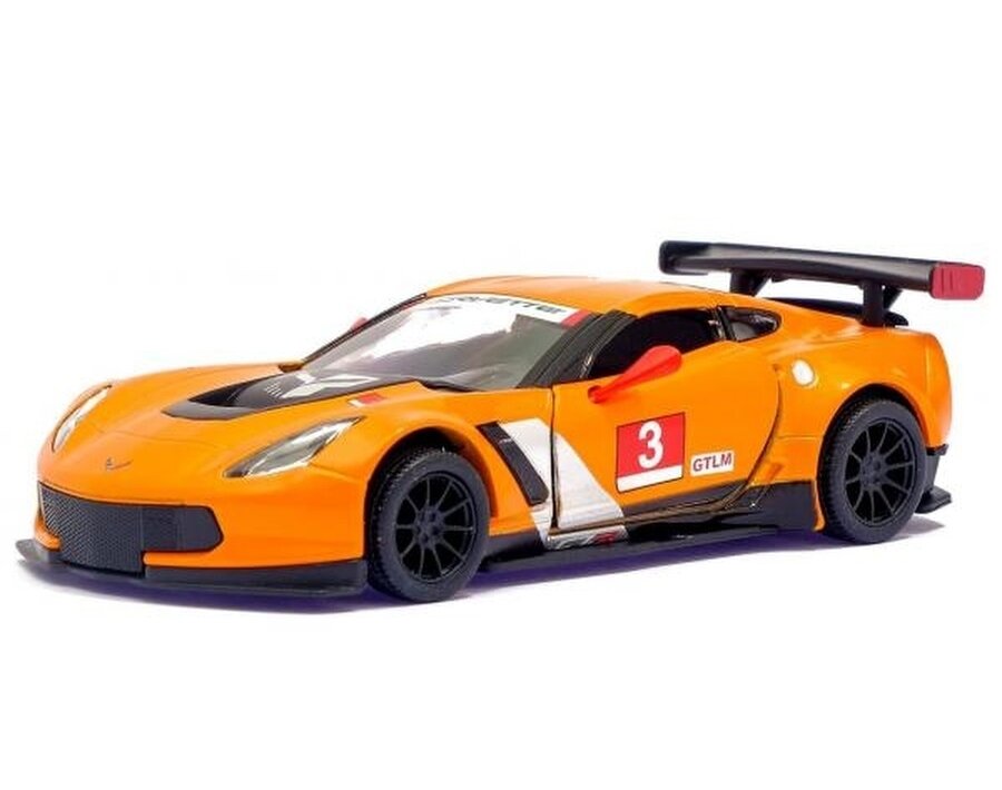 Kinsmart. Модель "Corvette C7. R Race Car 2016" 1:36 (оранжевая) инерц.