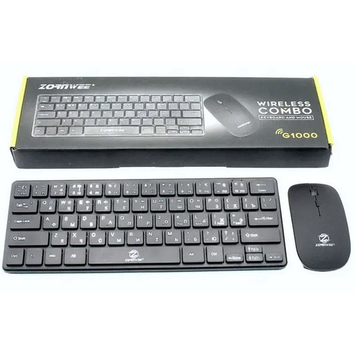Комплект беспроводной клавиатуры и мыши ZORNWEE G-1000, black, английская/русская