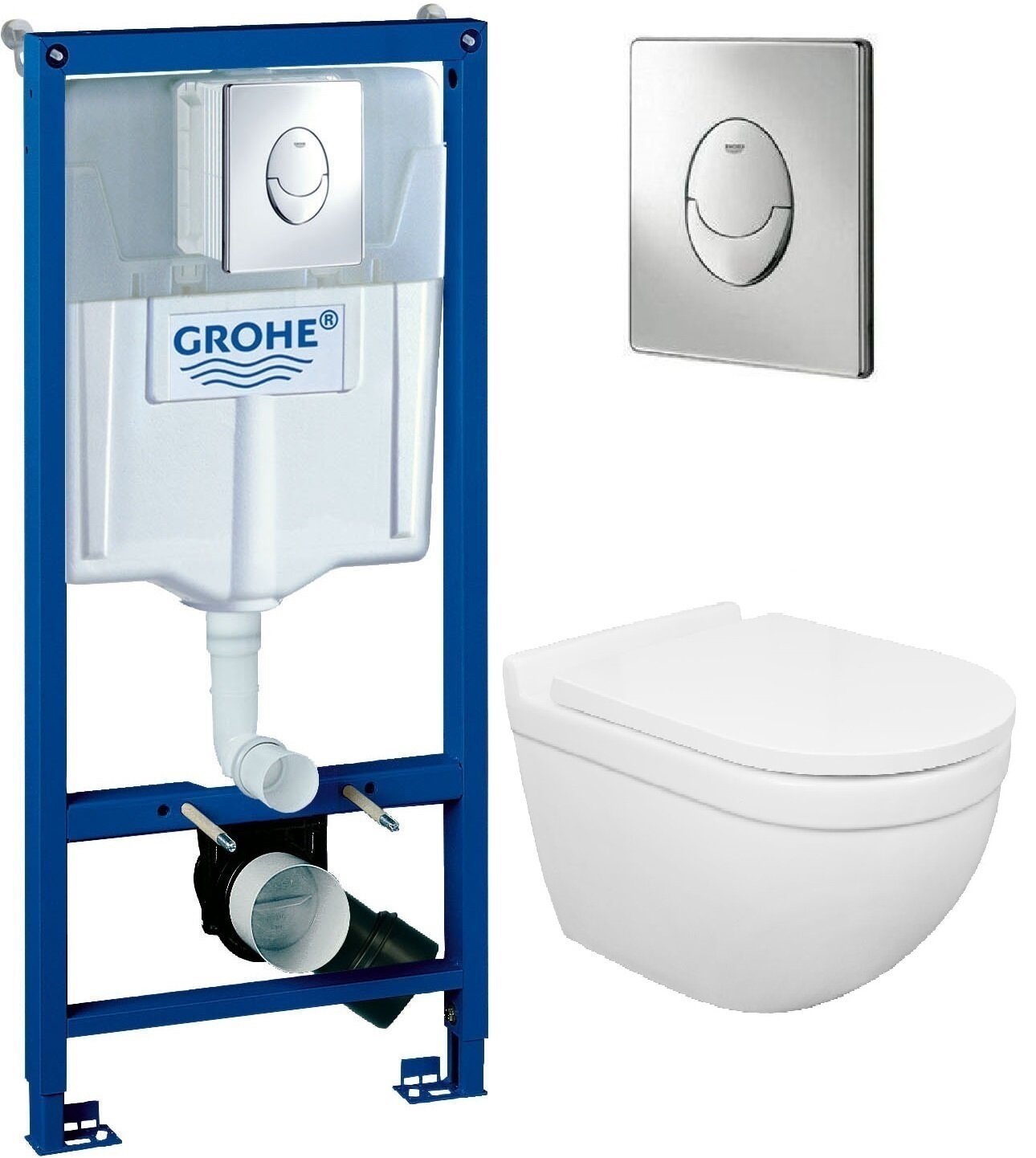 фото Комплект: Инсталляция Grohe Rapid SL овал + Унитаз безобадковый Azaroi Fora с сиденьем