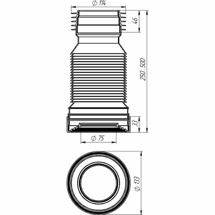 Слив для унитаза 250-500мм AQUANT - фото №5
