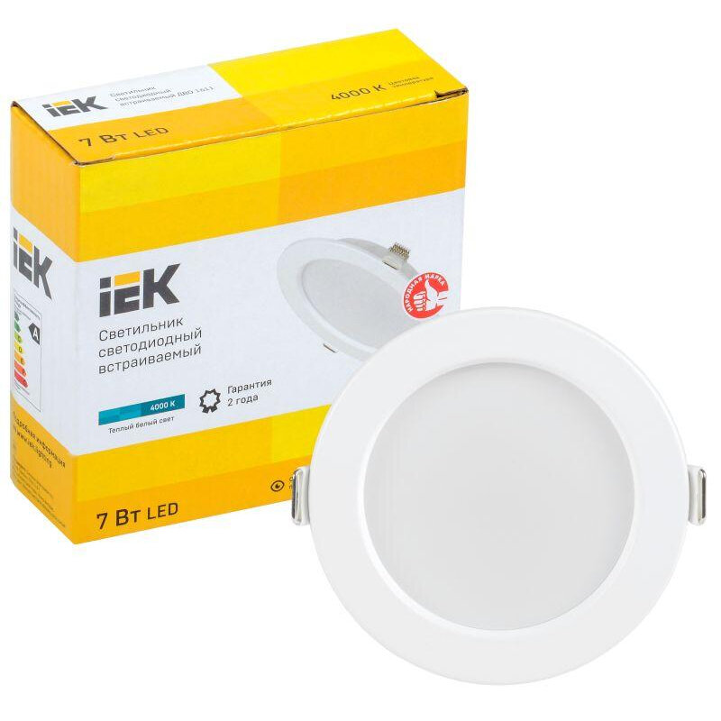 фото Светильник светодиодный ДВО 1611 7Вт 4000К IP20 круг бел, IEK LDVO0-1611-07-4000-K01 (1 шт.)