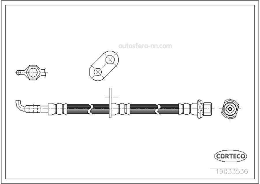 Шланг тормозной передний левый! Lexus RX300/330/400 05-08 Corteco арт. 19033536