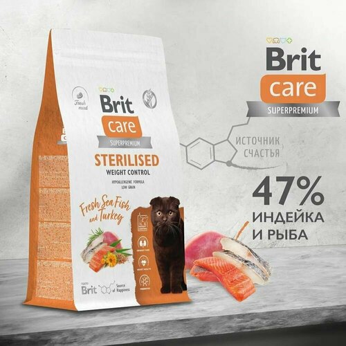 Brit Care Cat Sterilised с индейкой для стерилизованных кошек 1,5 кг