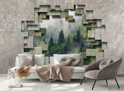 Изображение товара Фотообои "3d Лес в тумане" 400х260 см.