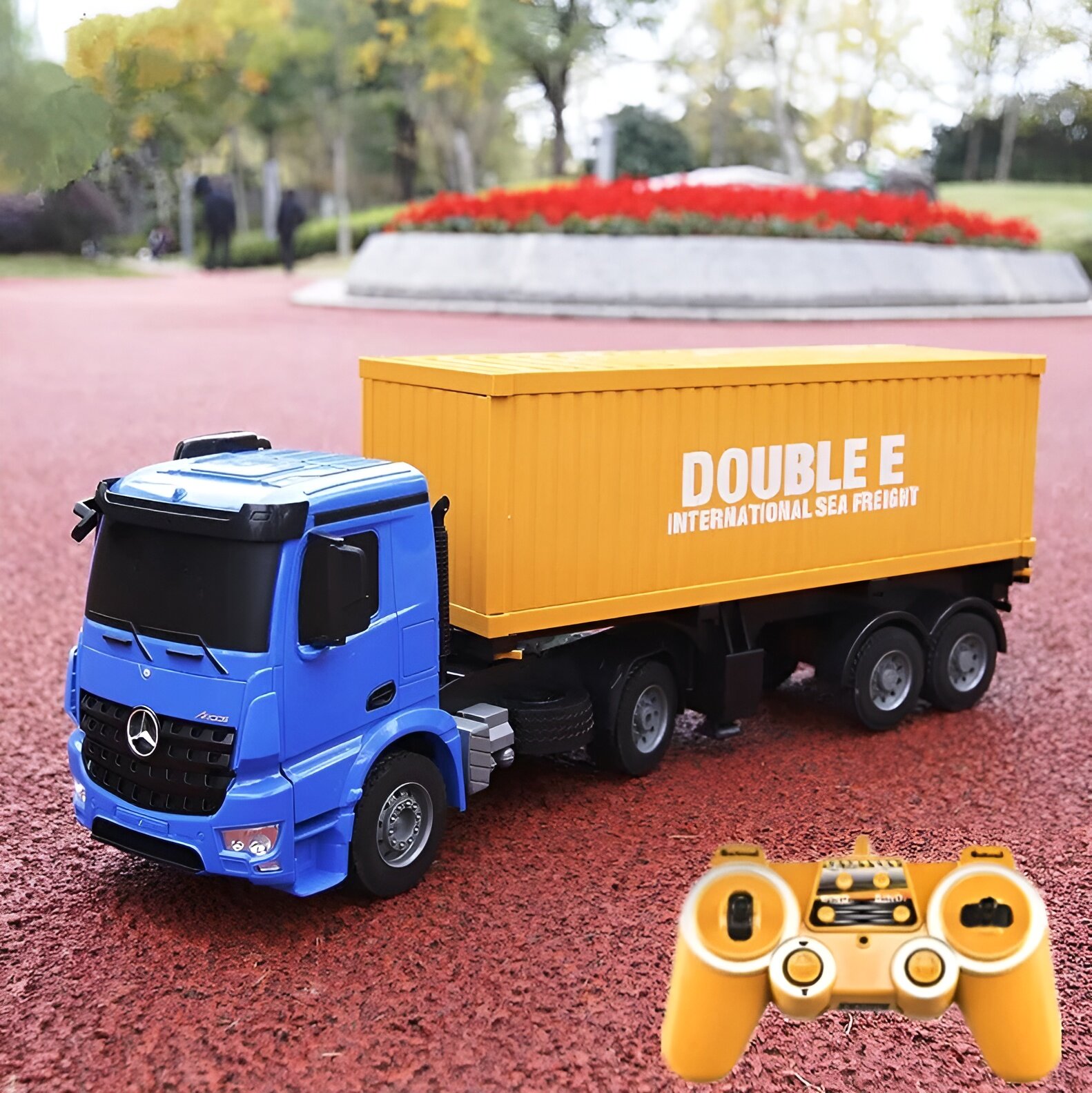 Фура Double Eagle Mercedes-Benz Arocs E564-003, 1:20, 61 см, синий/желтый/черный - фото №13