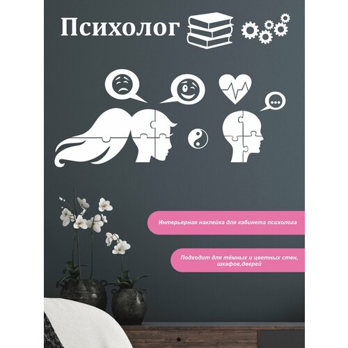 фото Наклейка виниловая 'психолог пазл' (стикер на дверь в кабинет психолога, люди головоломка) just4you