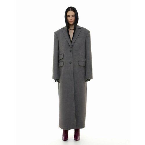 Пальто  Sorelle демисезонное, шерсть, силуэт прямой, удлиненное, размер XS-S, серый
