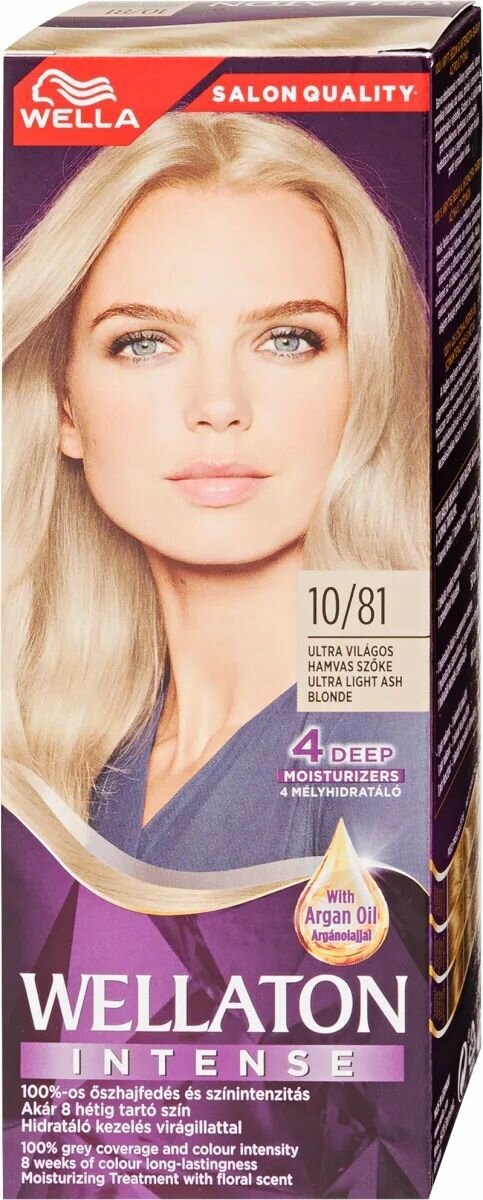 фото WELLATON Intense Стойкая крем-краска для волос 10/81 Ультралегкий пепельный блондин