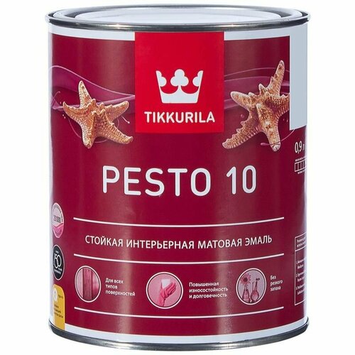 TIKKURILA EURO PESTO 10 эмаль алкидная для вн работ, мат, Баз А (0,9л) грунт по металлу tikkurila rostex super матовый светло серый 3 л