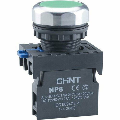 667251 Кнопка управления CHINT NP8-10BND/3 зеленая 1НО, AC 110В-220В(LED) IP65 кнопка управления np8 10bnd 3 1но зел ac 110в 220в led ip65 r 667251 chint 7шт