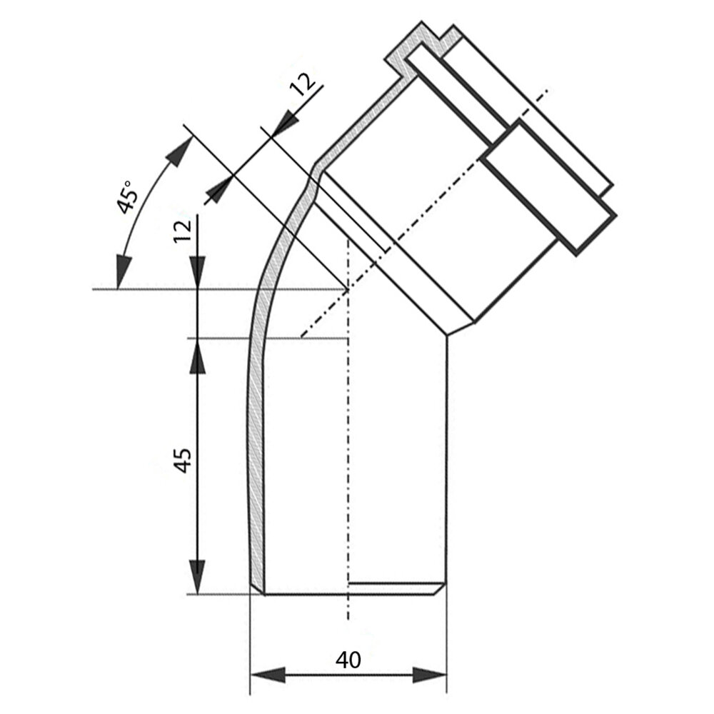 Колено канализационное РТП d40 угол 45°