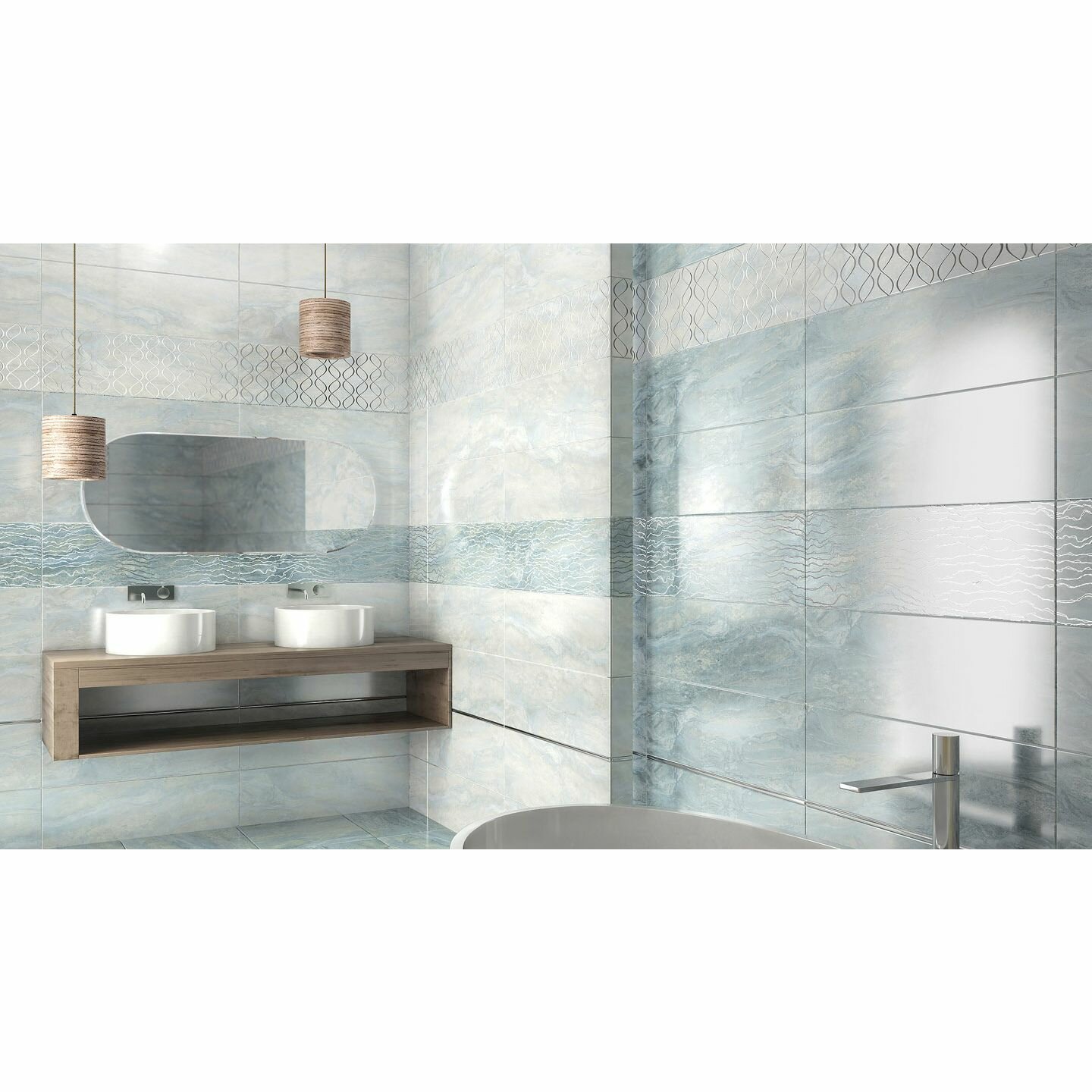 Изображение Настенная плитка Delacora Crystal Zaffiro 246х740 мм (WT15CRT23R) (1.27 м2)