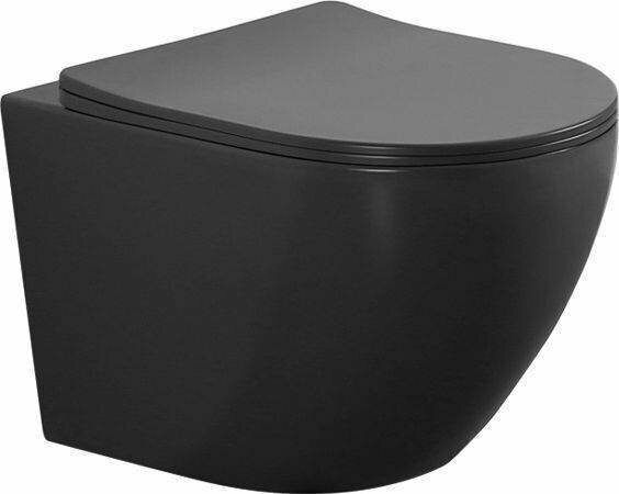 Подвесной унитаз Aquanet Cetus Cetus 2.0 W MB черный матовый с сиденьем микролифт - фото №1