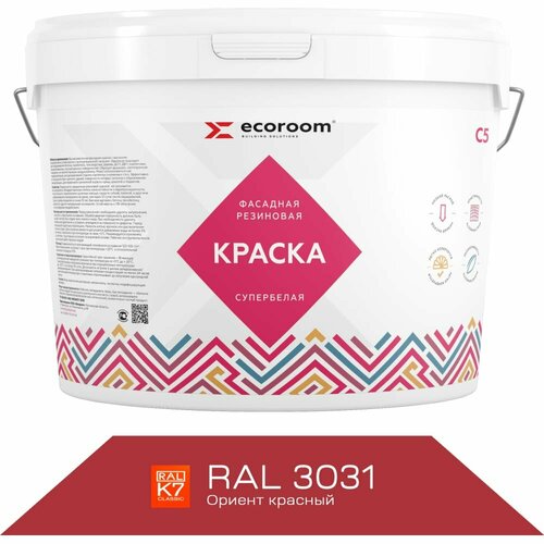 ECOROOM Краска резиновая фасадная , RAL 3031 ориент красный, 1,3 кг, Е-Кр -3583/3031