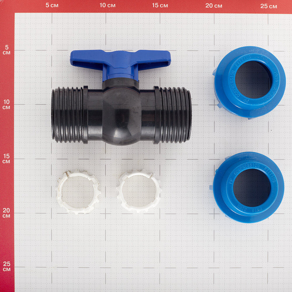 фото Кран шаровой ПНД компрессионный 32х32 мм