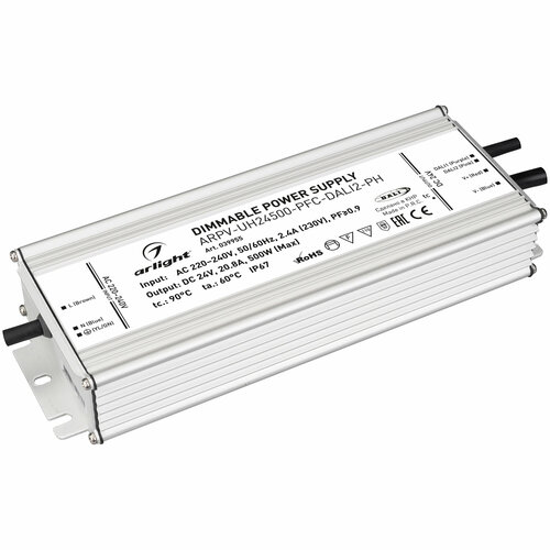 Arlight Блок питания ARPV-UH24500-PFC-DALI2-PH (24V, 20.8A, 500W) (Arlight, IP67 Металл, 7 лет)