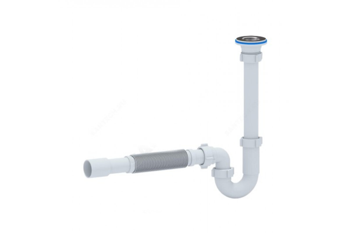 фото Сифон умывальника АНИ Пласт трубный 1 1/4x32 гофр 32х32/40 нержавеющая сетка DB1015 025-0448