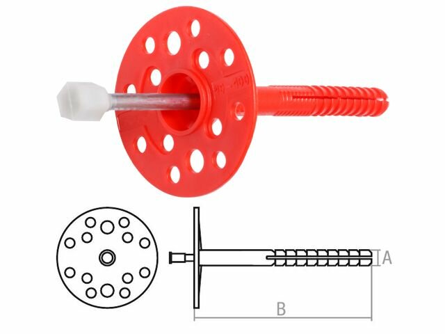 Дюбель для теплоизоляции 10х80 мм с металлич. гвоздем термогол. (20 шт в карт. уп.) STARFIX (SMC6-54070-20)
