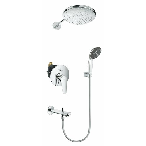 Душевая система с изливом и тропическим душем Grohe BauEdge New Contemporary Vitalio 250, хром излив для смесителя grohe concetto 13281001 с переключателем хром