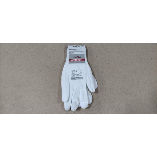 Рабочие защитные строительные перчатки Sheetrock белые полиэстер с обивкой из полиуретана, размер XL перчатки белые sheetrock полиэстр с обливкой из полиуретана размер xl 10 202010