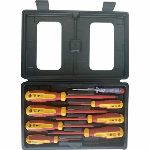 BIST Набор изолированных отверток в пластиковом футляре 8 шт, Cr-V, VDE, SL 0.5x3.0x75, BWD541B