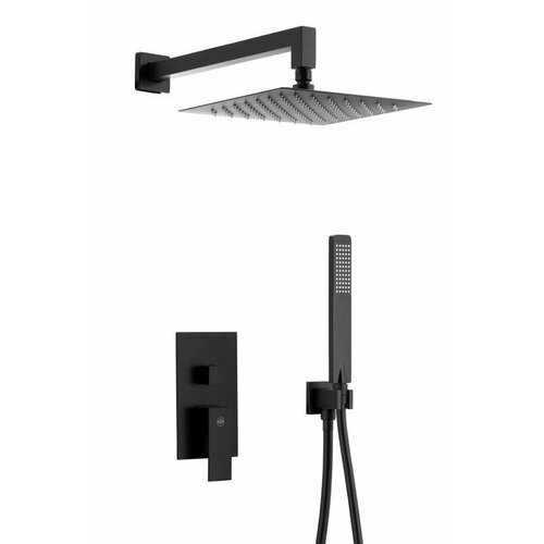 Встраиваемая душевая система скрытого монтажа KFA Armatura Logon с тропическим душем, черный матовый