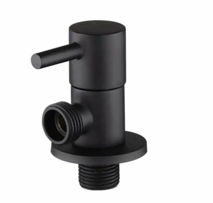 фото Кран угловой из нержавеющей стали с отражателем (черный матовый) 1/2"x1/2" НР TIM BL5825S. BK