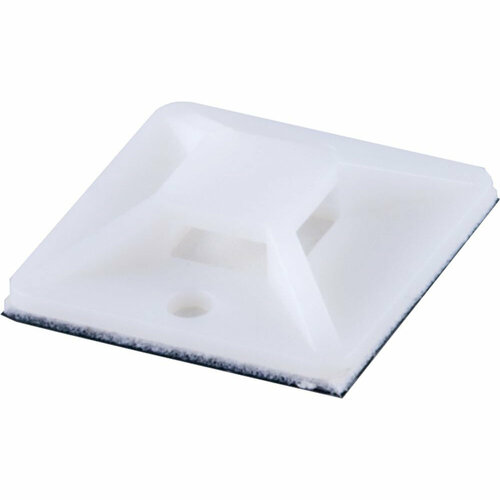 Площадка самоклеящаяся белая Stekker 25x25 мм, под хомуты, 25 шт